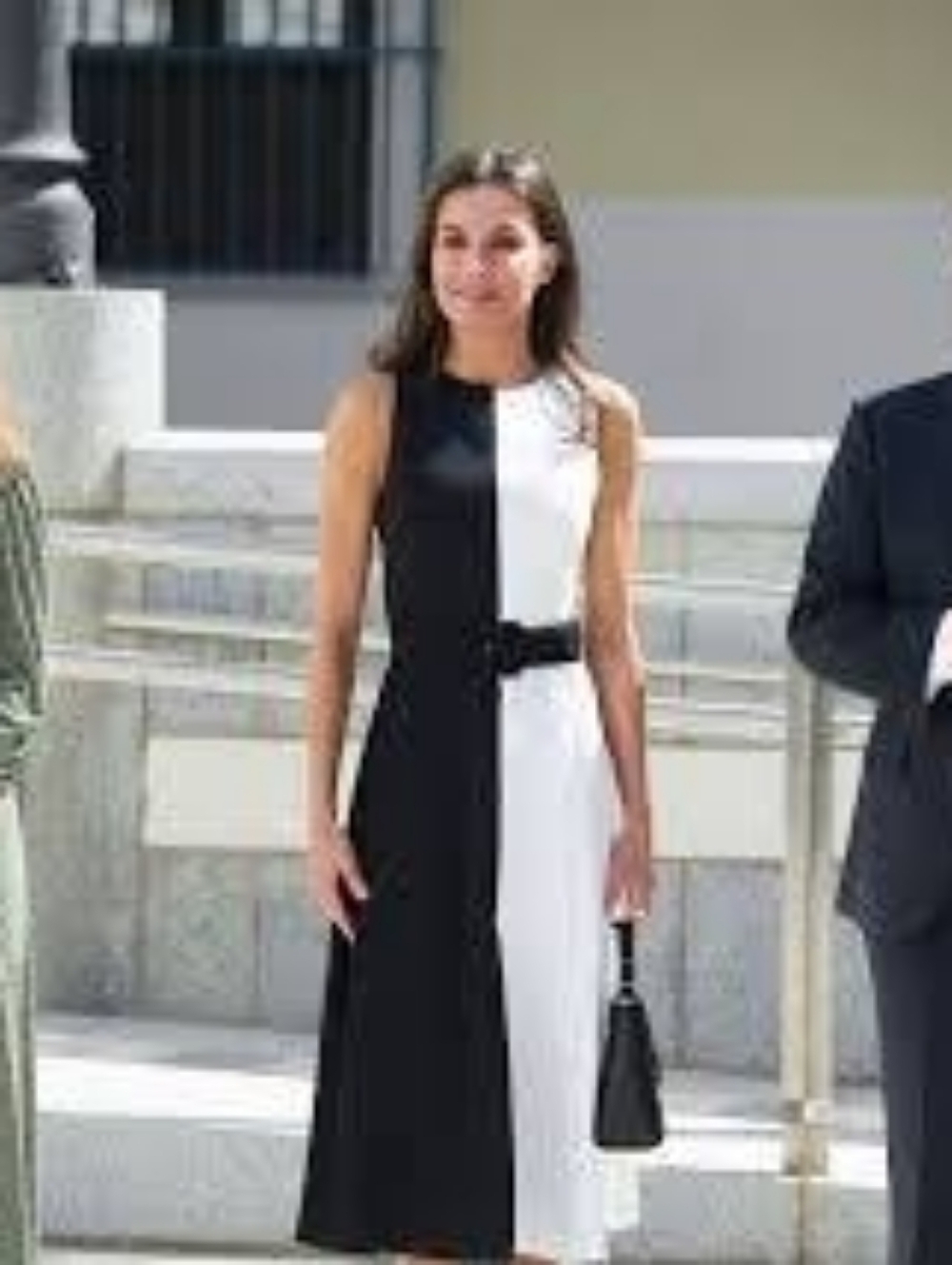 Sleeveless Black and White Colorblock Midi Dress Mango Size M